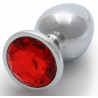 Ouch! Bijou anal Round Gem L 8 x 4cm Argenté-Rouge